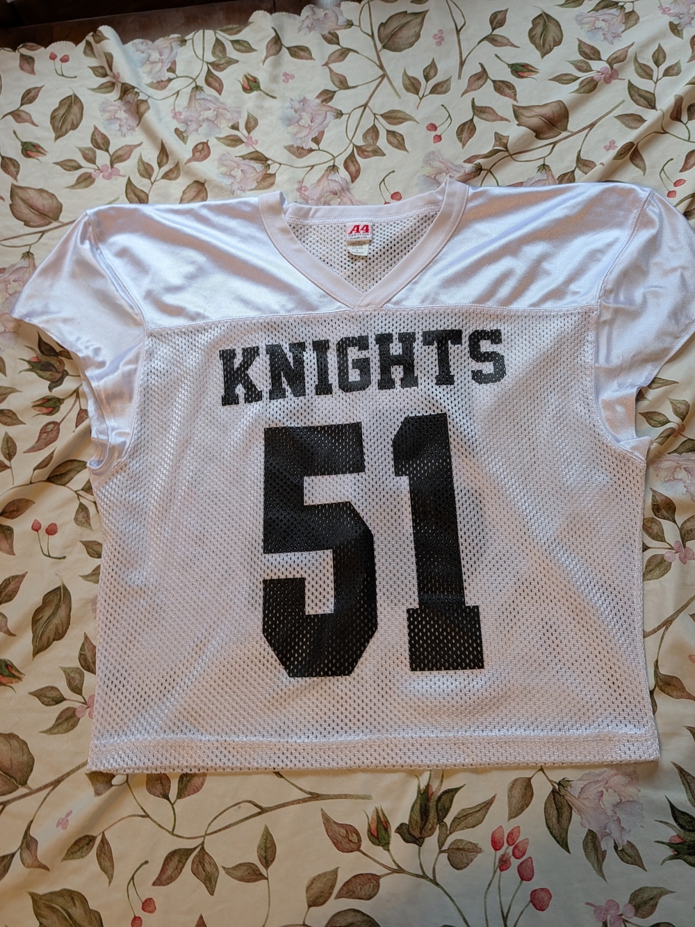 White Mesh 'Knights' Football Jersey Top with Black Number 51